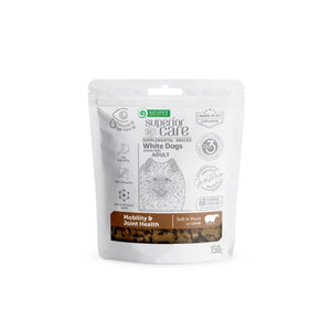 SUPERIOR CARE WHITE DOGS ADULT MOBILITY & JOINT HEALTH SUPPLEMENTAL SNACKS GRAIN FREE Með lambi 150gr