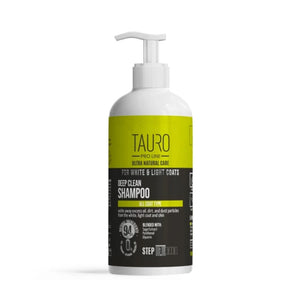 TAURO PRO LINE ULTRA NATURAL CARE Djúp hreinsani sjampó fyrir hvítan og ljósan feld. Fyrir hunda og ketti.. 400ml