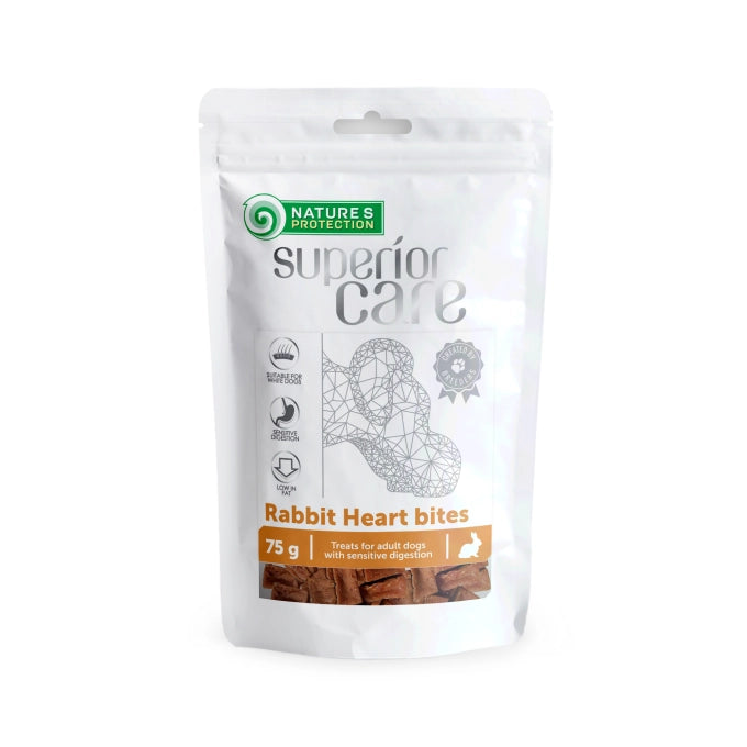 NATURE’S PROTECTION SUPERIOR CARE RABBIT HEART BITES TREATS FOR ADULT DOGS WITH SENSITIVE DIGESTION