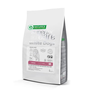 NATURE'S PROTECTION SUPERIOR CARE  dry grain free food for junior small and mini breed dogs with white coat, with white fish and krill 