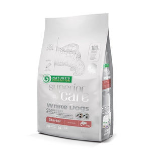 NATURE'S PROTECTION SUPERIOR CARE dry grain free food for puppies of all breeds with white coat, with salmon STARTER