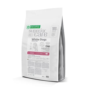 SUPERIOR CARE JUNIOR GRAIN FREE WHITE. Með hvítum fisk og Krill. Fyrir litla og miðlungs stóra hunda
