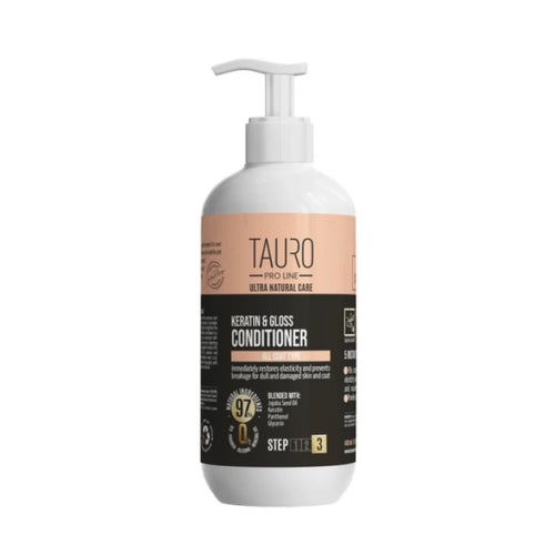 TAURO PRO LINE ULTRA NATURAL CARE KERATIN & GLOSS CONDITIONER Fyrir allar feldgerðir. Fyrir hunda og ketti  400ml